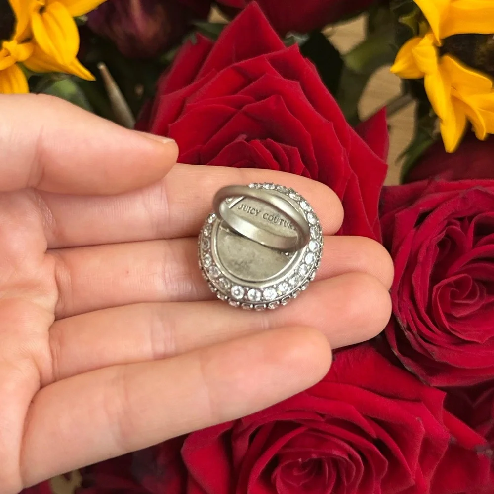 Vintage Juicy Couture Clear Oval Faceted Center Crystal Ring - Picture 4 of 7